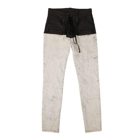 NEW UNRAVEL PROJECT Black Leather Corset Jeans Size 25 $1750 - Picture 1 of 4